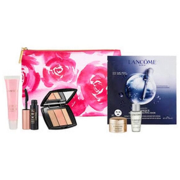 Lancome 7-Piece Skincare & Makeup Set with Floral Pouch FACTORY SEALED NWT - Picture 1 of 5